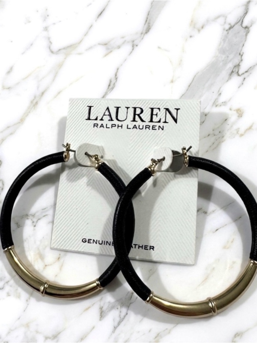 Lauren Ralph Lauren Medium
Leather Hoop Earrings, 2"